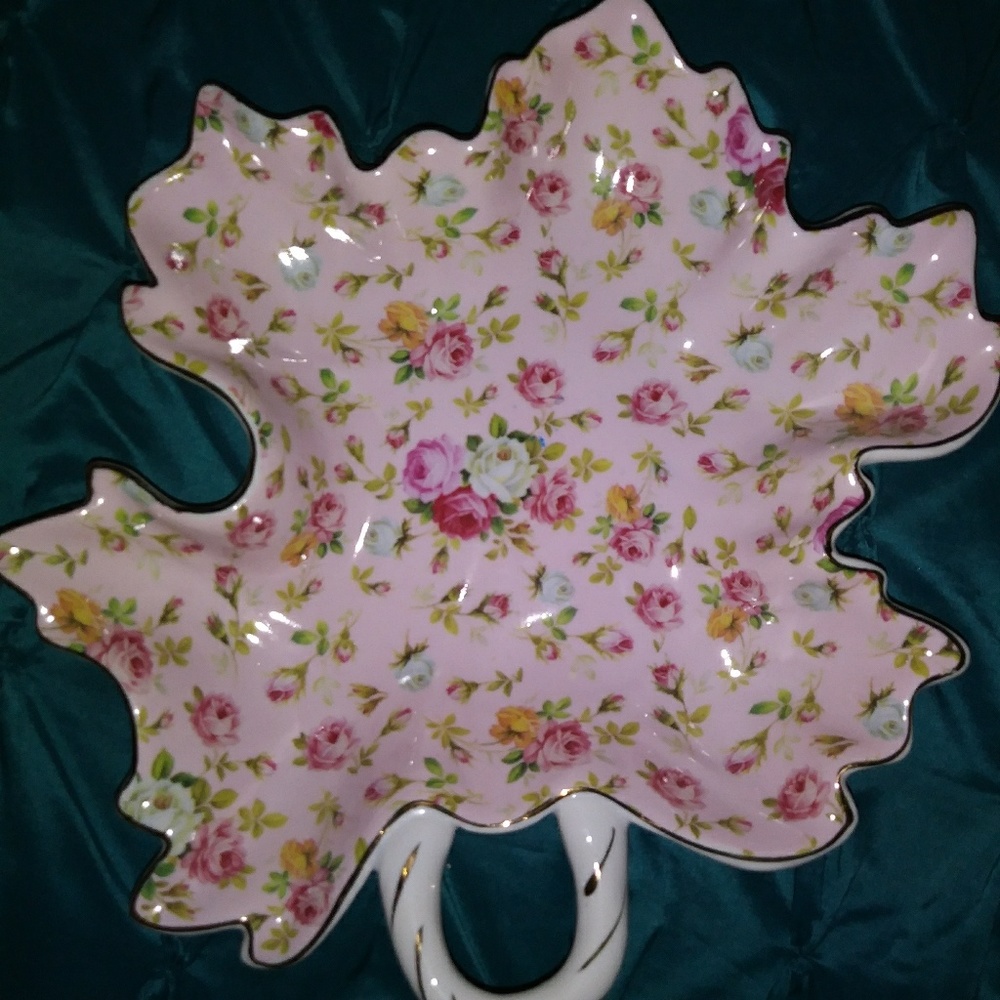 Vintage Royal Danube leave roses dish shabby chic